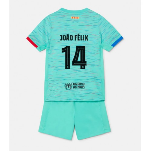 Otroški Nogometni dresi Barcelona Joao Felix #14 Tretji 2023-24 Kratek Rokav (+ Kratke hlače)